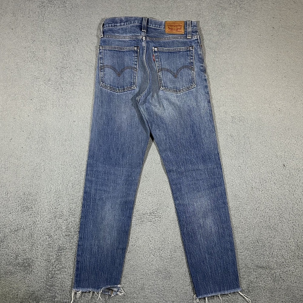 Levis White Oak Cone Blue Denim Jeans Womens 26 Ankle Raw Hem #3887 - Picture 5 of 10